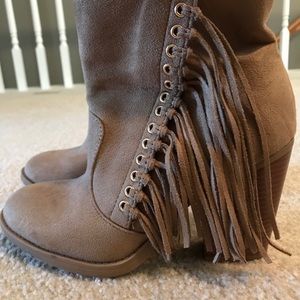 Suede zip up booties